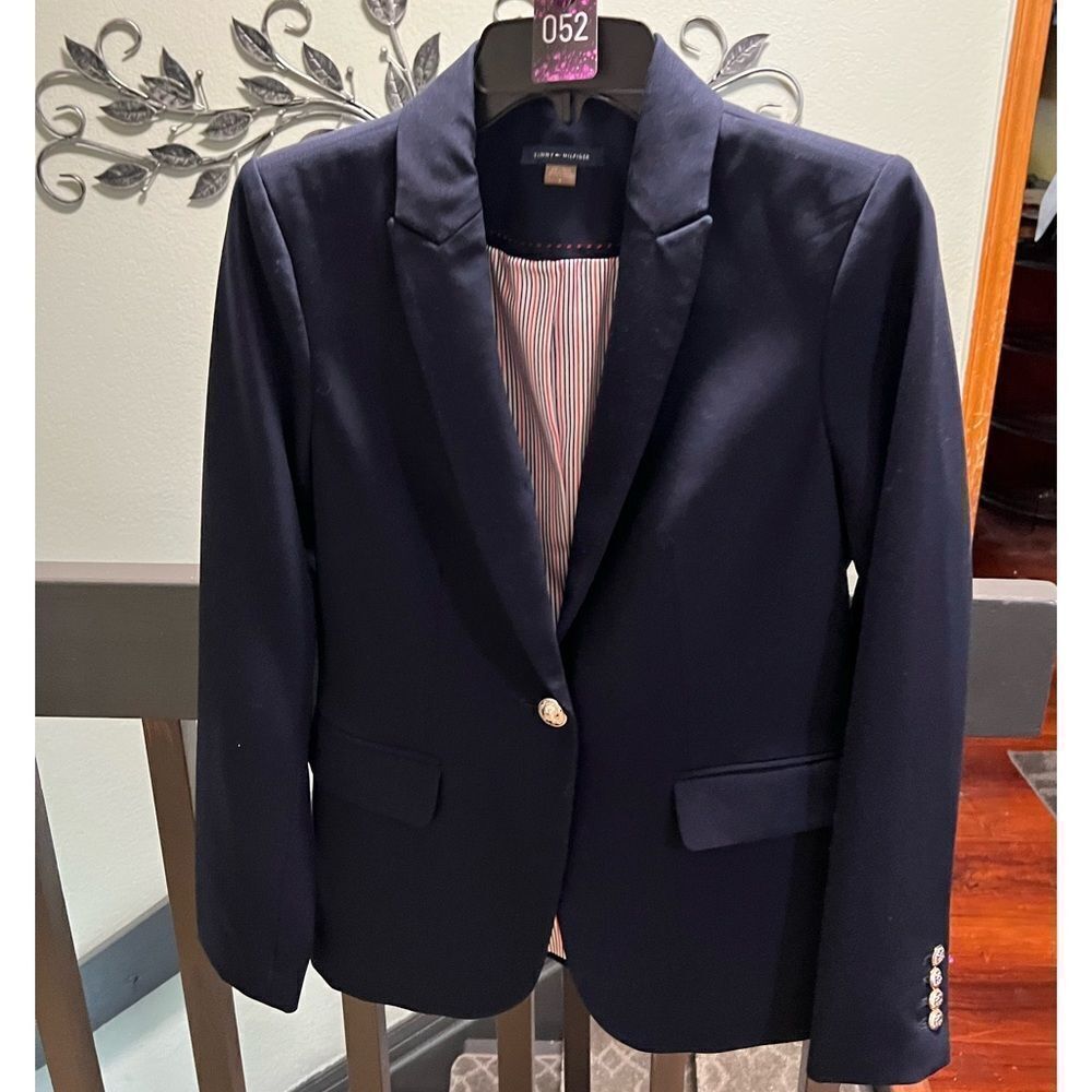 Tommy Hilfiger Navy  Blazer Silver Buttons Details Size 4 #MS052